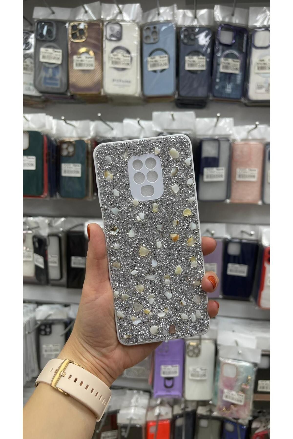 TECNOTREND Xiaomi Redmi Note 9S-NOTE 9 PRO PARLAK TAŞLI TASARIM PIRLANTA KAPAK