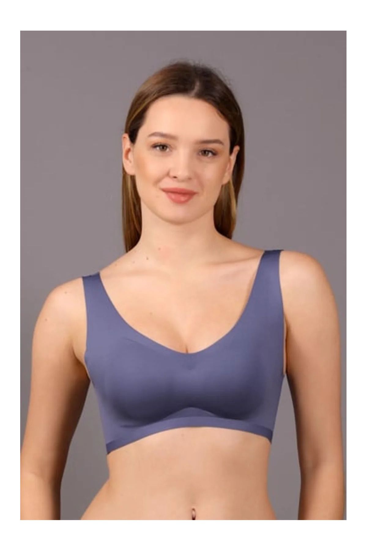 Butik New Bra 6125 Mavi Desteksiz Hayalet Ekru Bralet Sütyen