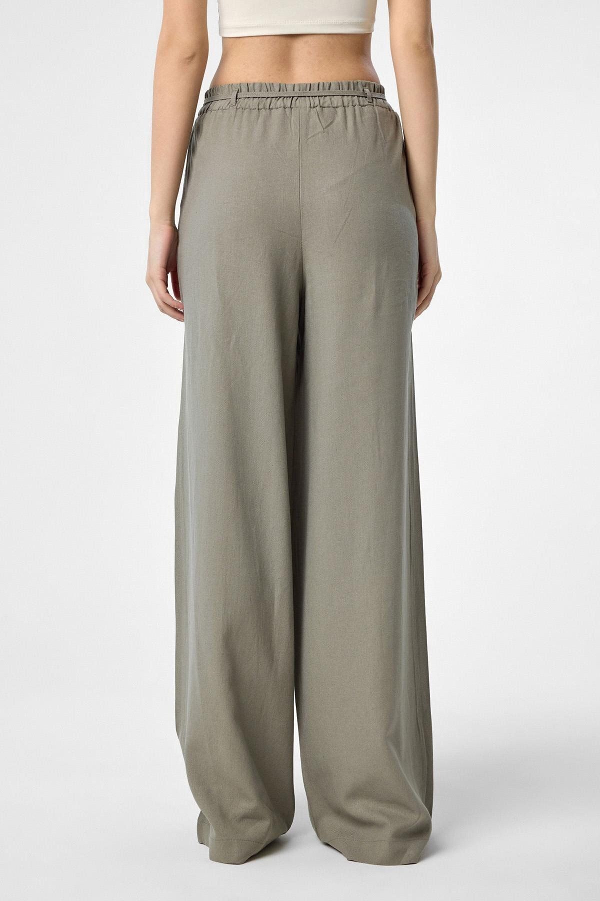 Antioch-Khaki Linen Blend Women's Trousers 4