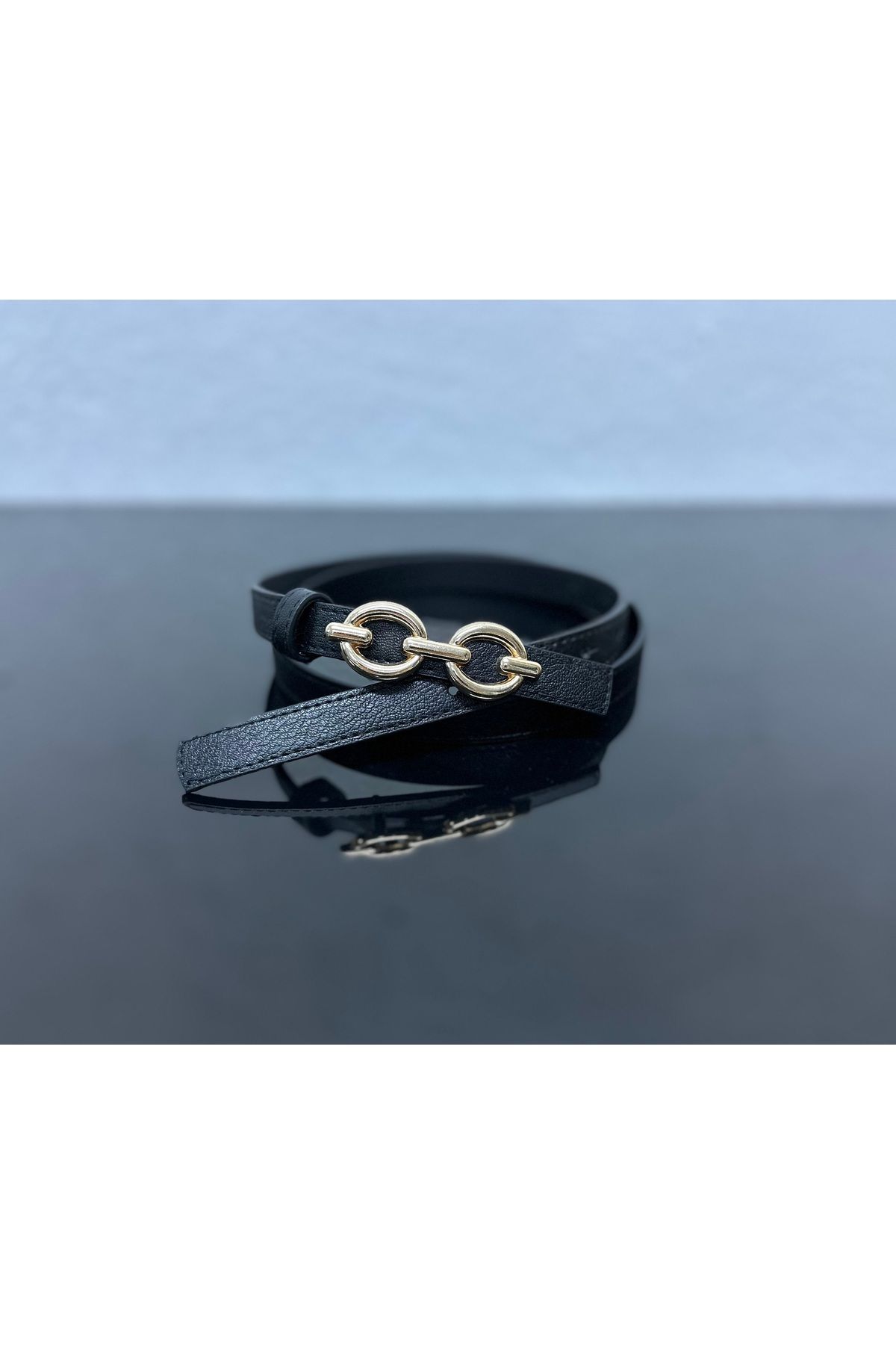 VERAMO Şık Modern GOLD Toka Detaylı1.4 cm Genişliğinde Kadın Kemeri