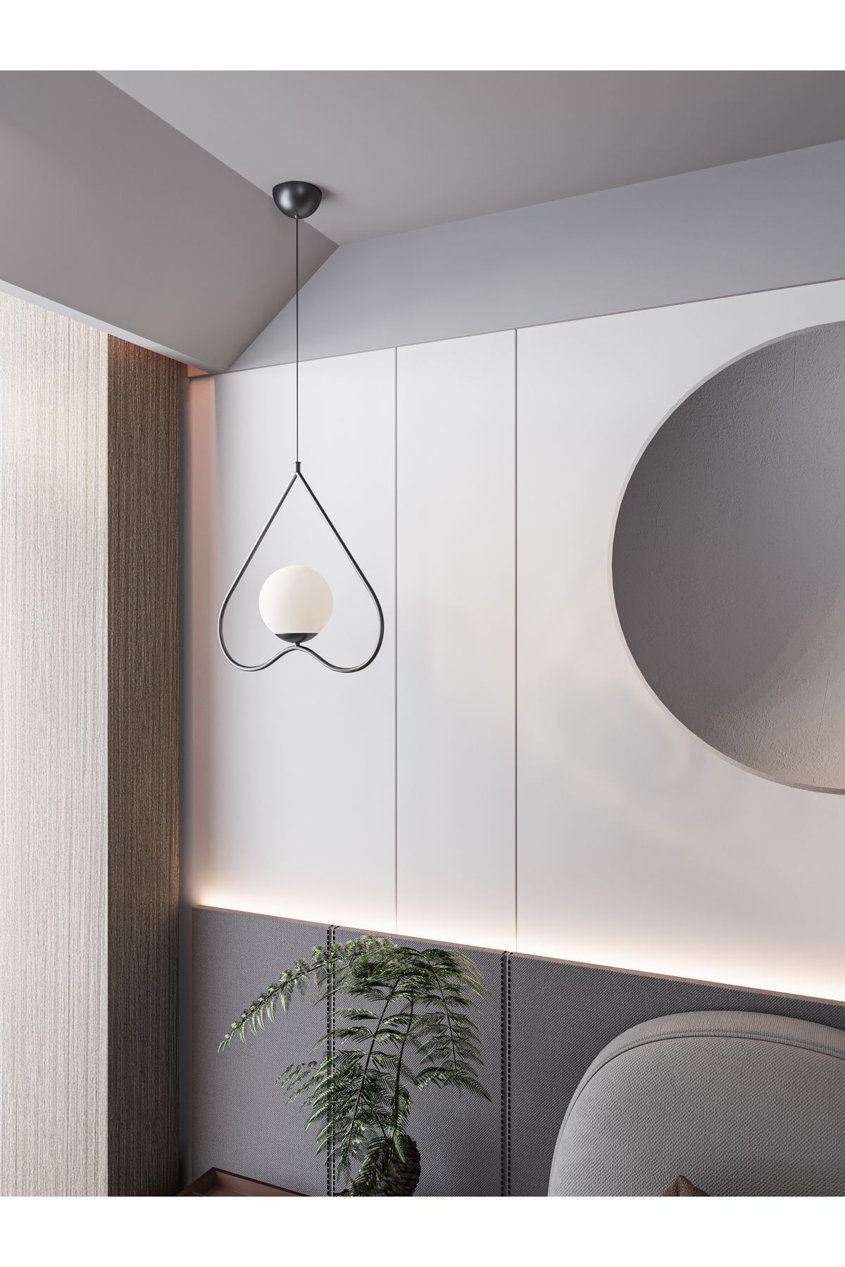 avizade Solera Avizade Kalp Formlu Füme Camlı Tekli Endüstriyel Modern Dekoratif Sarkıt Avize