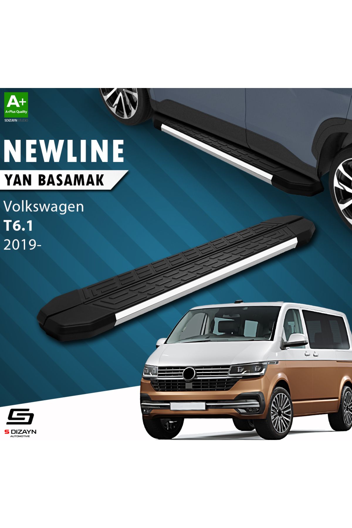 Life Tuning S-Dizayn VW Transporter T6.1 Uzun Şase NewLine Krom Yan Basamak 253 Cm 2019-2025 A+ Kalite