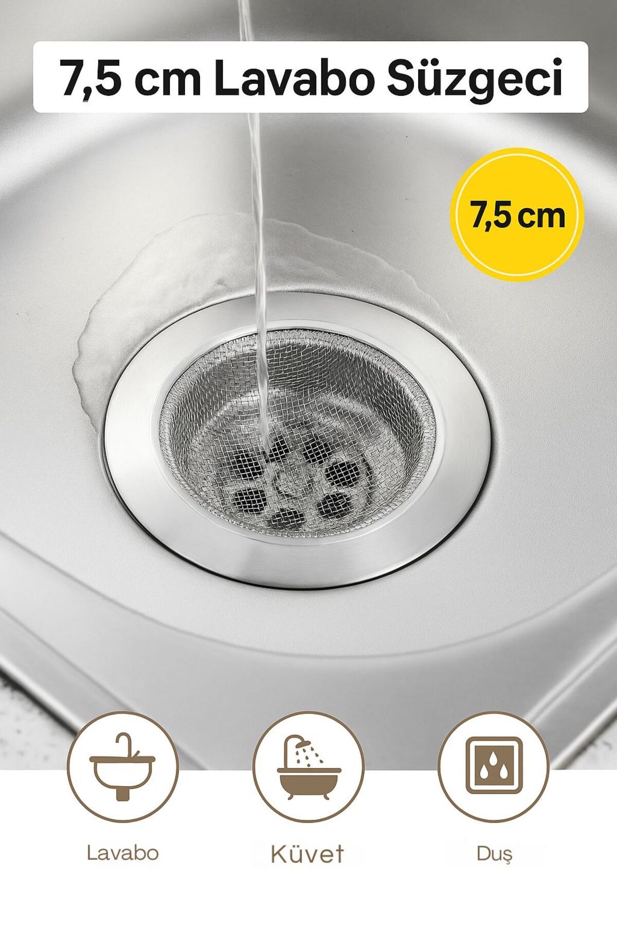 Kelepir Fırsatlar 7.5 Cm Lavabo Süzgeci Paslanmaz Çelik - Tel Süzgeç