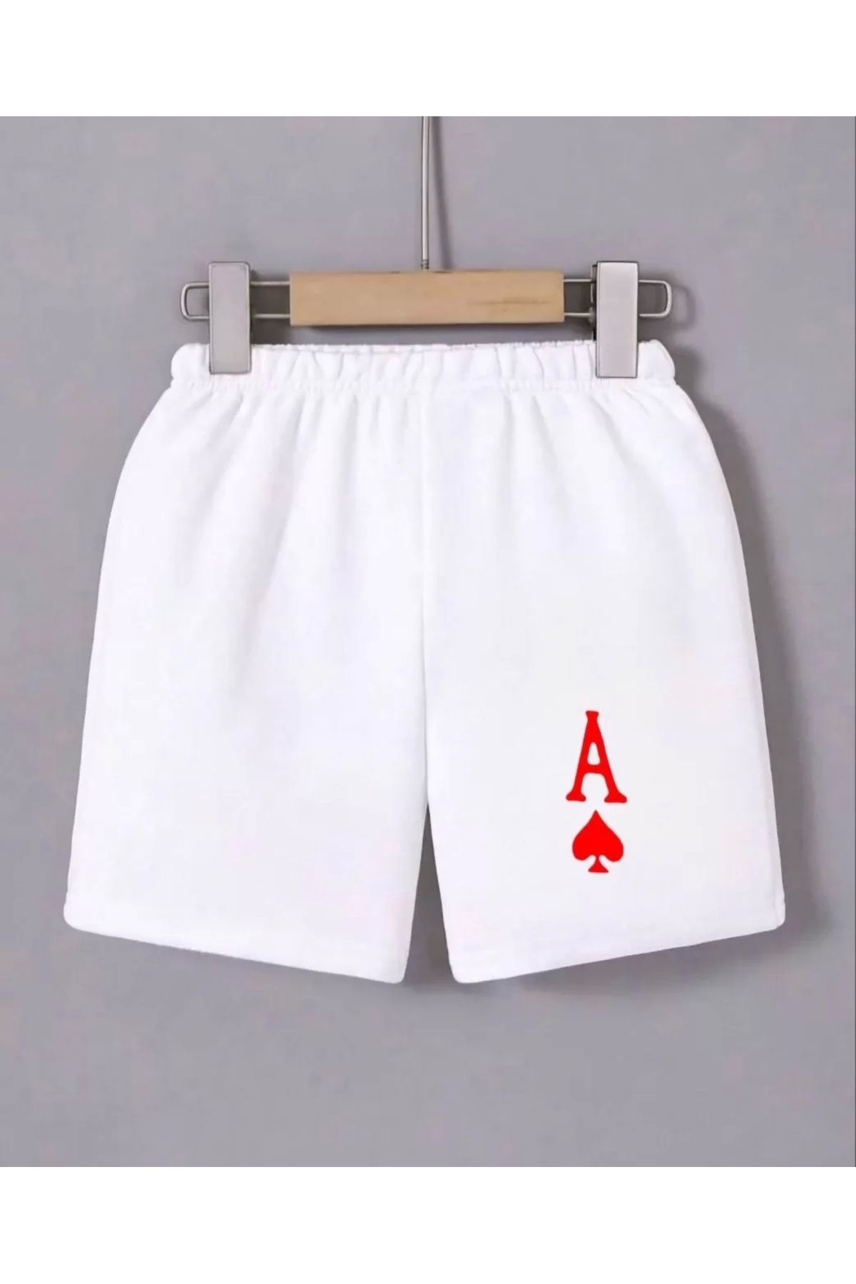 MODA Kadın Beli Lastikli Baskılı Mini Şort - Beyaz