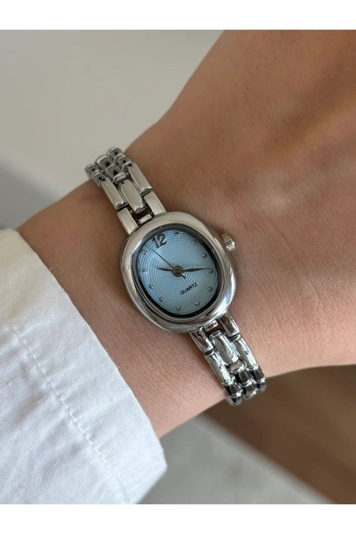 RoseandRoses Damie Minimal Vintage Model Kadın Kol Saati Gümüş (Mavi Kadran)