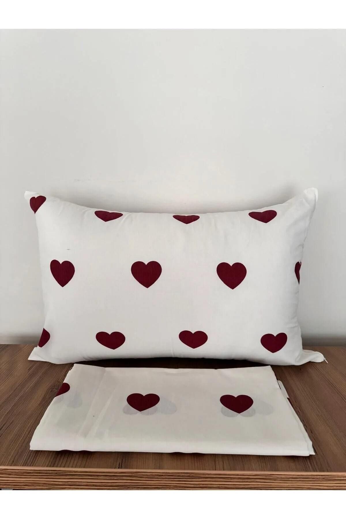 UGT TEKSTİL-Heart Single Elastic Sheet and 1 Pillow Case 2