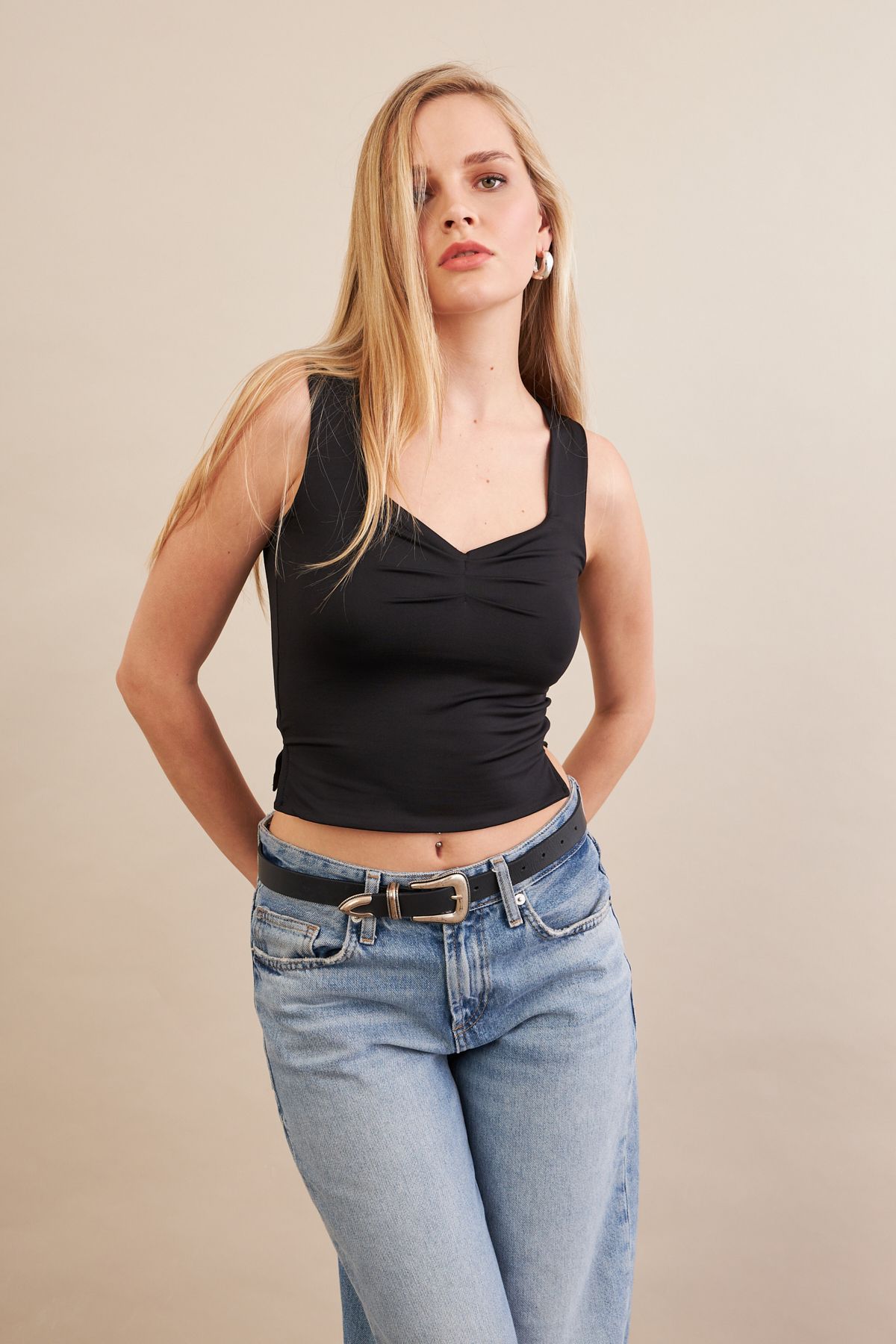 Cool & Sexy Kadın Siyah Büzgülü Bluz FLU325