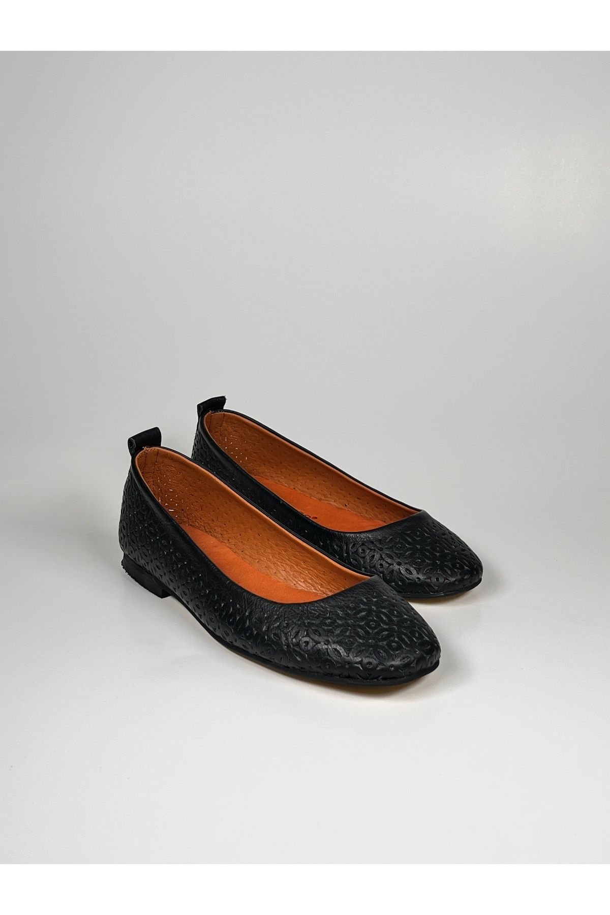 futsi shoes Zımba Baskılı Siyah Kadın Babet
