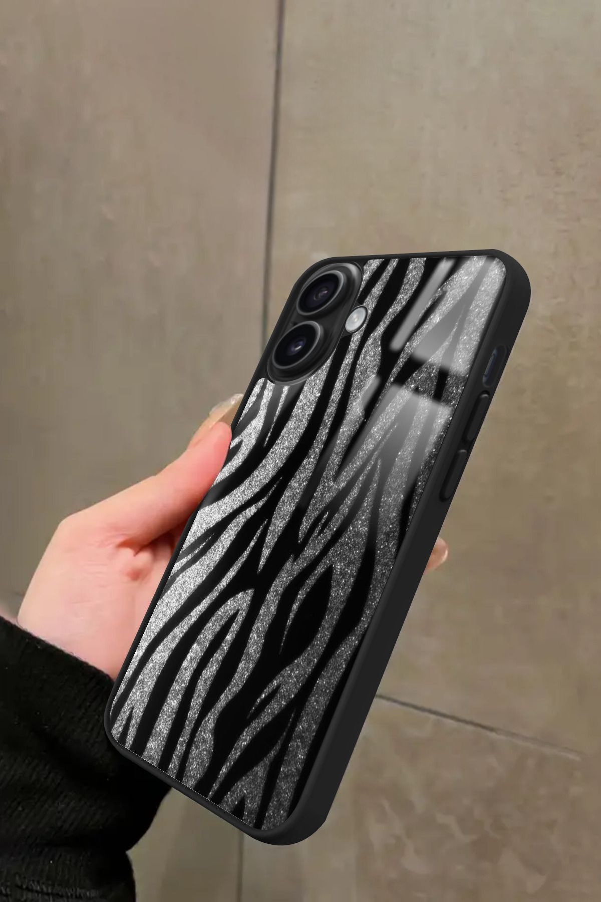 Snacase iPhone 16 Plus Uyumlu Zebra Tasarımlı Glossy Premium Kılıf