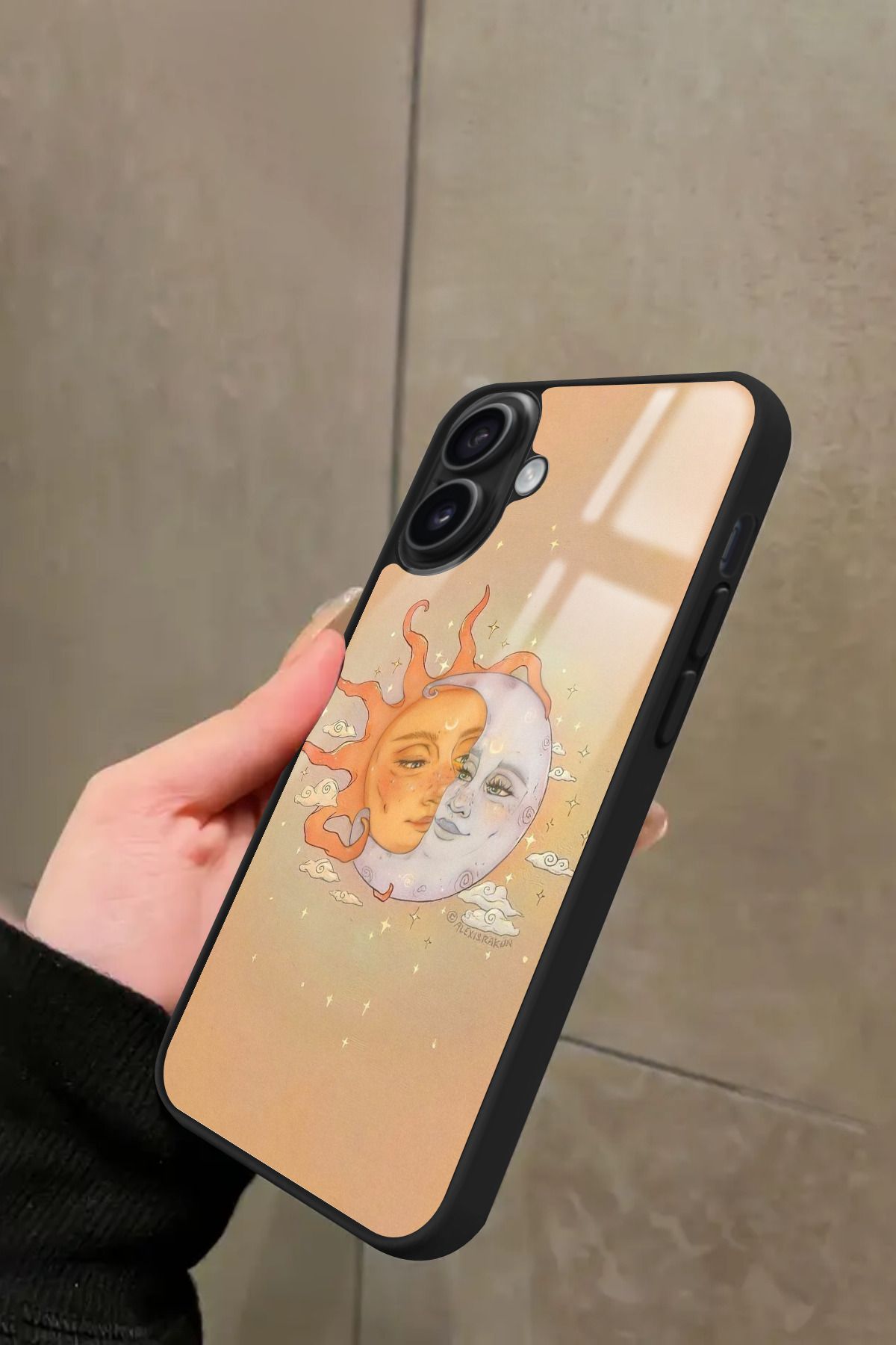 Snacase iPhone 16 Plus Uyumlu Güneş Tasarımlı Glossy Premium Kılıf