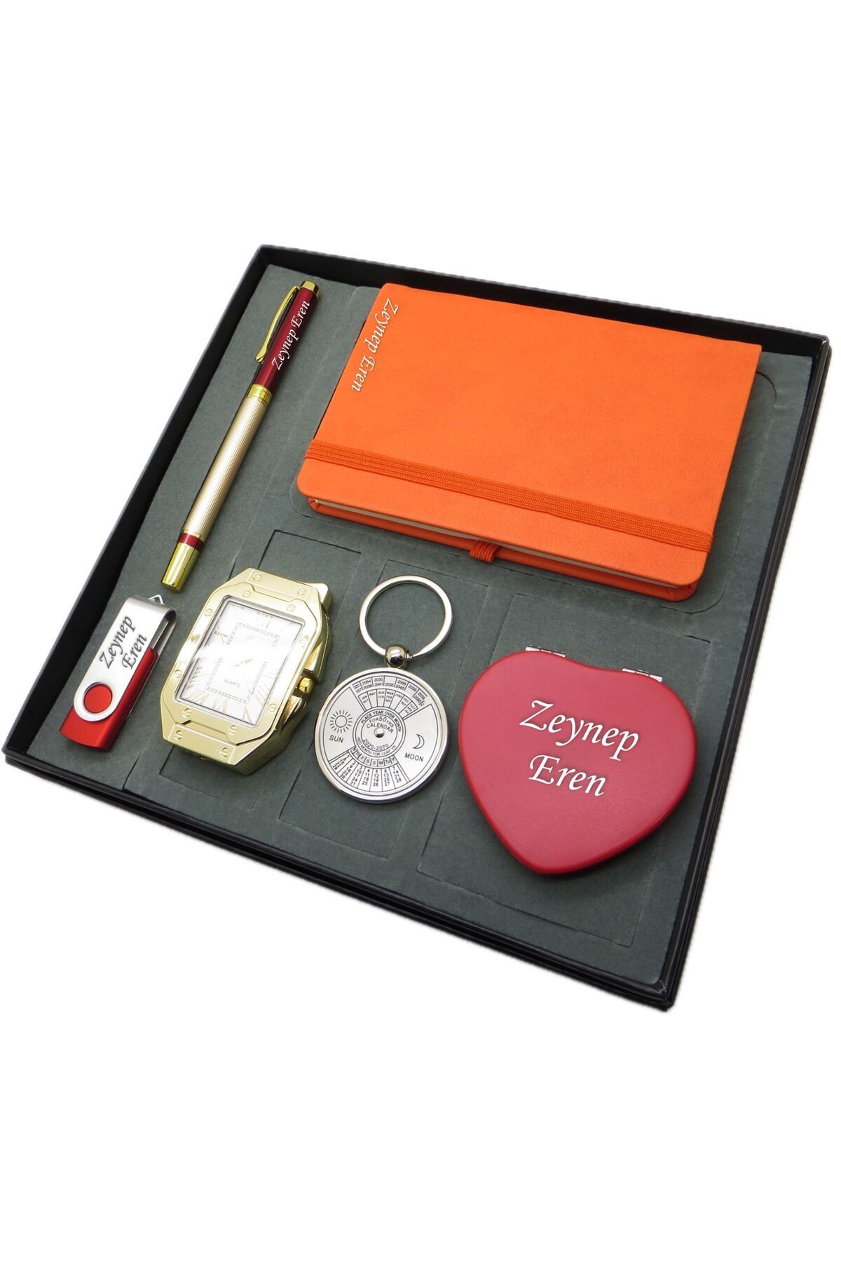 Signator ® Ardor | İsme Özel Set - Çakmak + Not Defteri + Anahtarlık + 32 Gb. Usb Bellek + Kalem ve