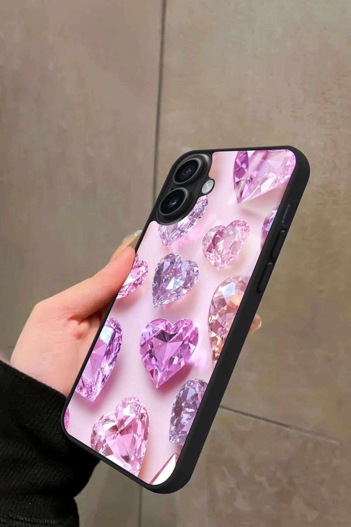 Snacase iPhone 16 Uyumlu Simli Taş Tasarımlı Glossy Premium Kılıf