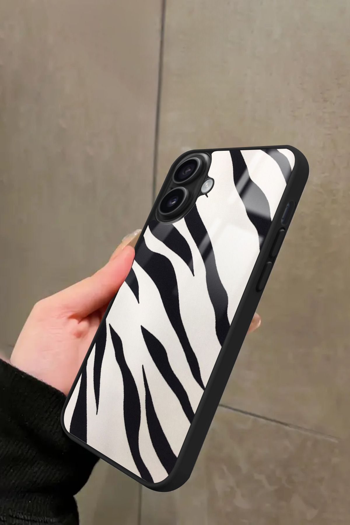Snacase iPhone 16 Plus Uyumlu Zebra Tasarımlı Glossy Premium Kılıf