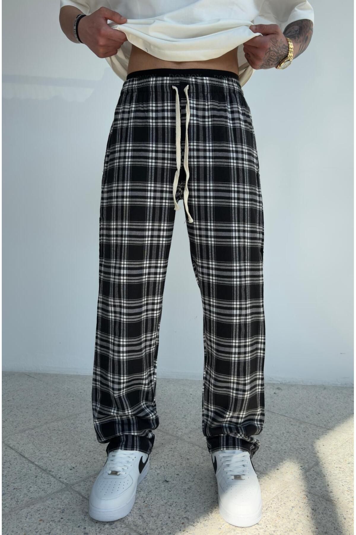 zaee Yazlık İnce Kumaş Kareli Pijama Alt
