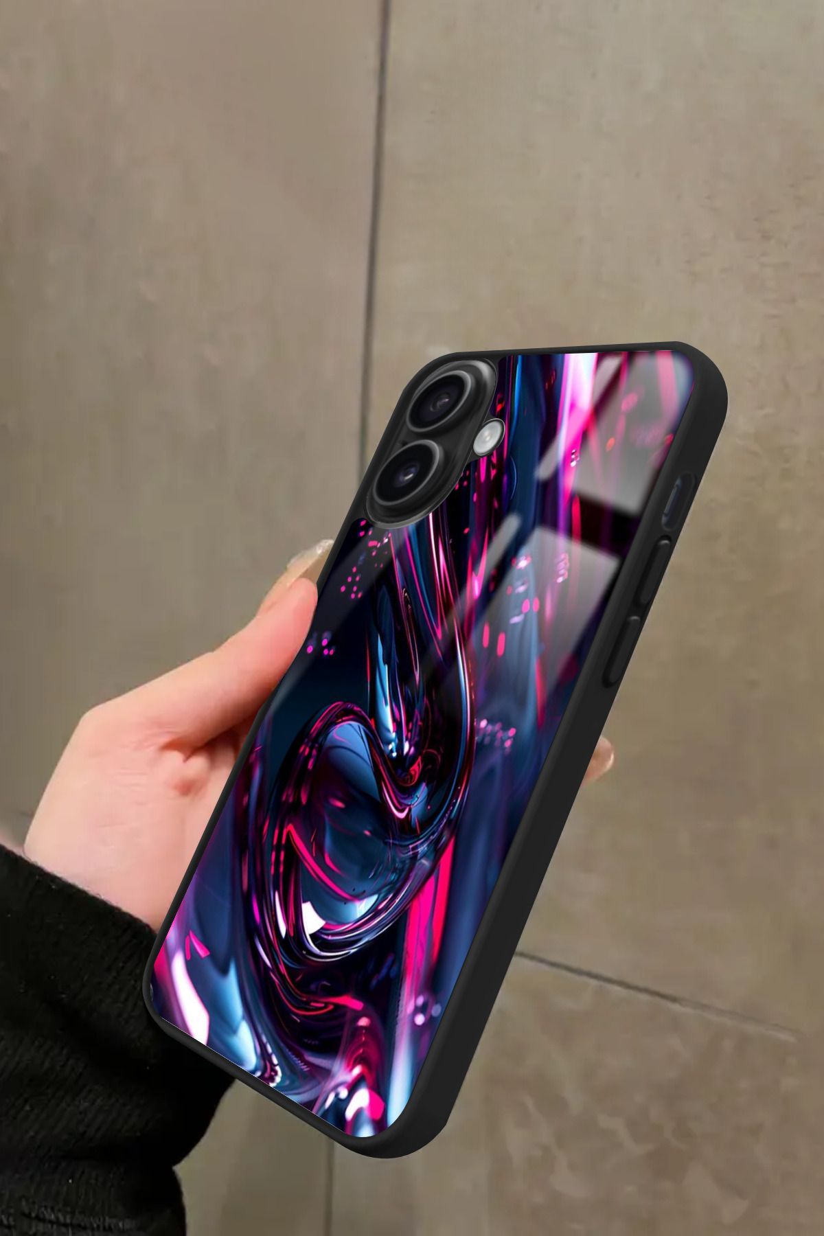Snacase iPhone 16 Plus Uyumlu Karışık Mermer Tasarımlı Glossy Premium Kılıf