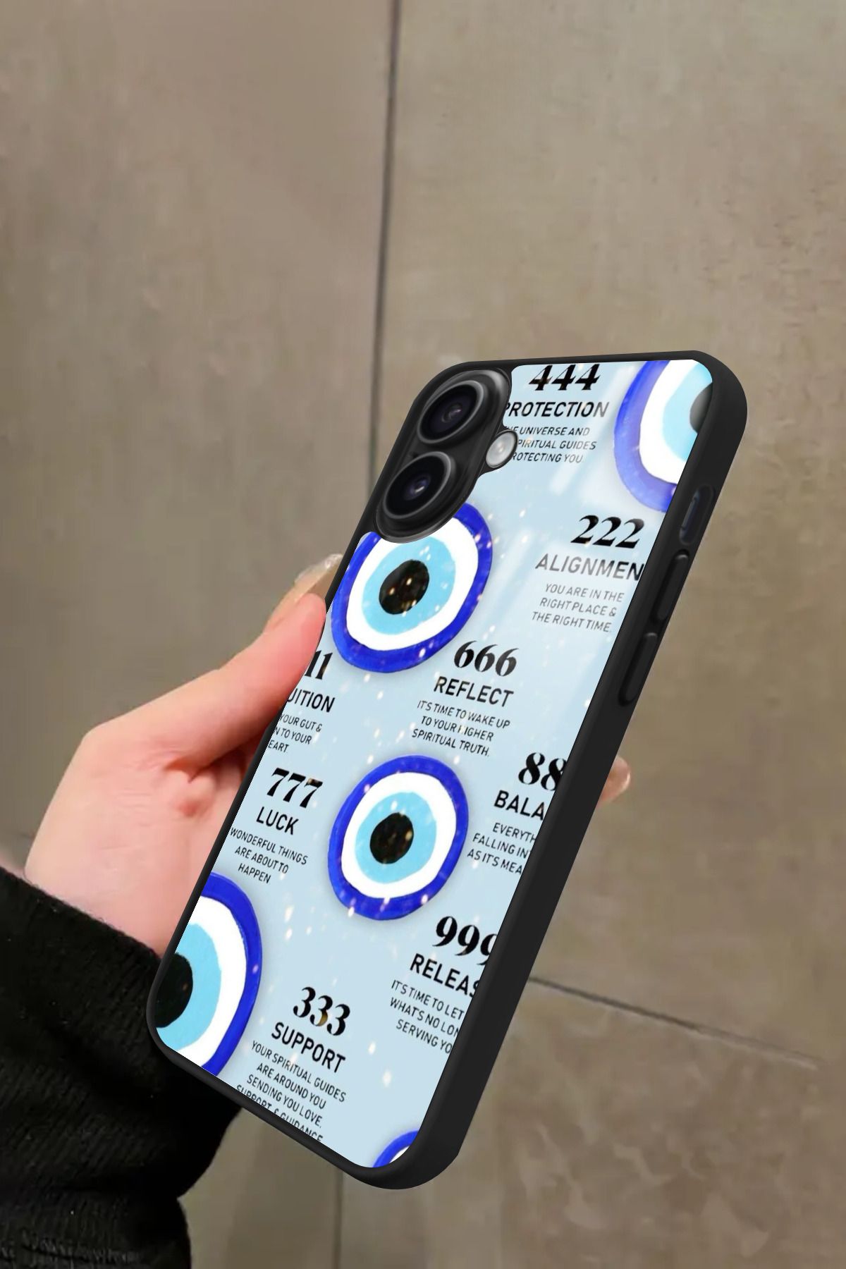 Snacase iPhone 16 Uyumlu Motivasyonlu Nazar Boncuğu Tasarımlı Glossy Premium Kılıf