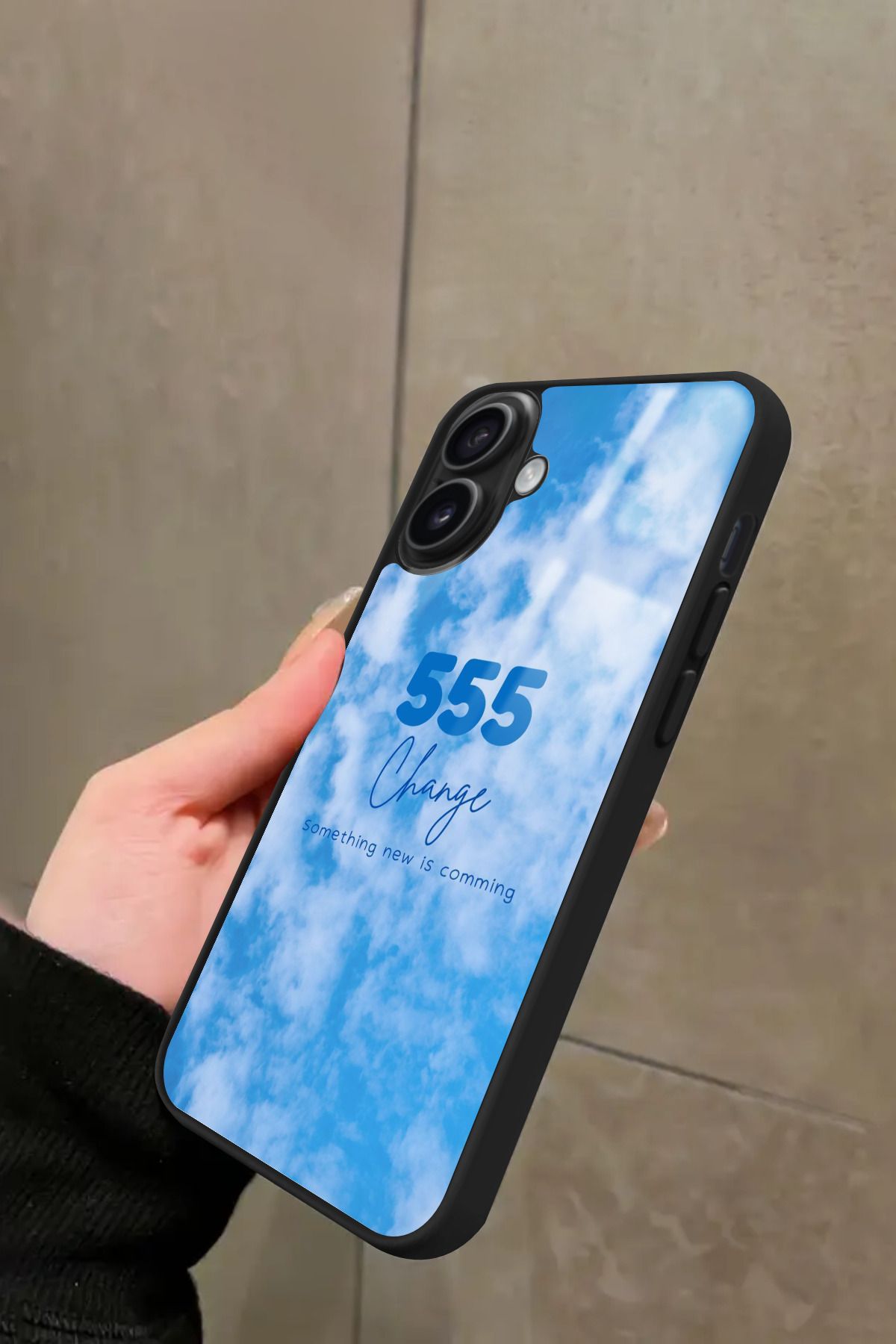 Snacase iPhone 16 Plus Uyumlu 555 Yazılı Glossy Premium Kılıf