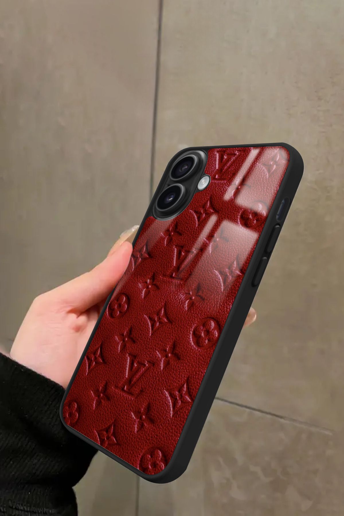 Snacase iPhone 16 Uyumlu Bordo Marka Tasarımlı Glossy Premium Kılıf
