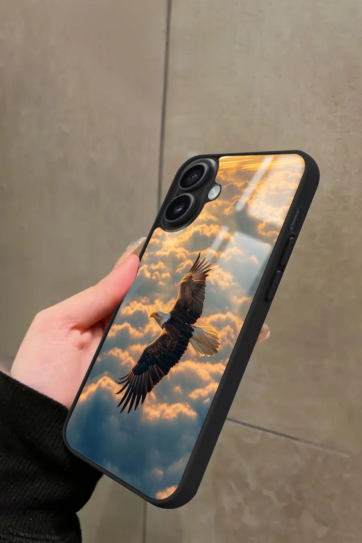 Snacase iPhone 16 Plus Uyumlu Kartal Tasarımlı Glossy Premium Kılıf