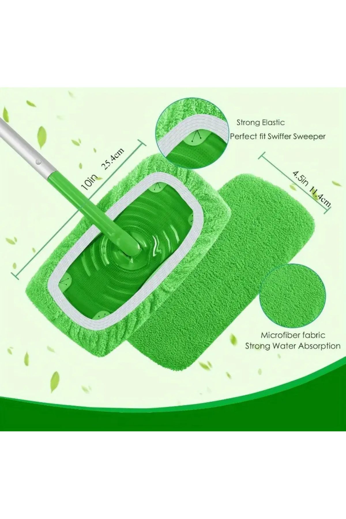 zeinapp Microfiber Tekrar Kullanılabilir Yıkanabilir Mop Uyumlu Lastikli Havlu Yedek Bir Adet