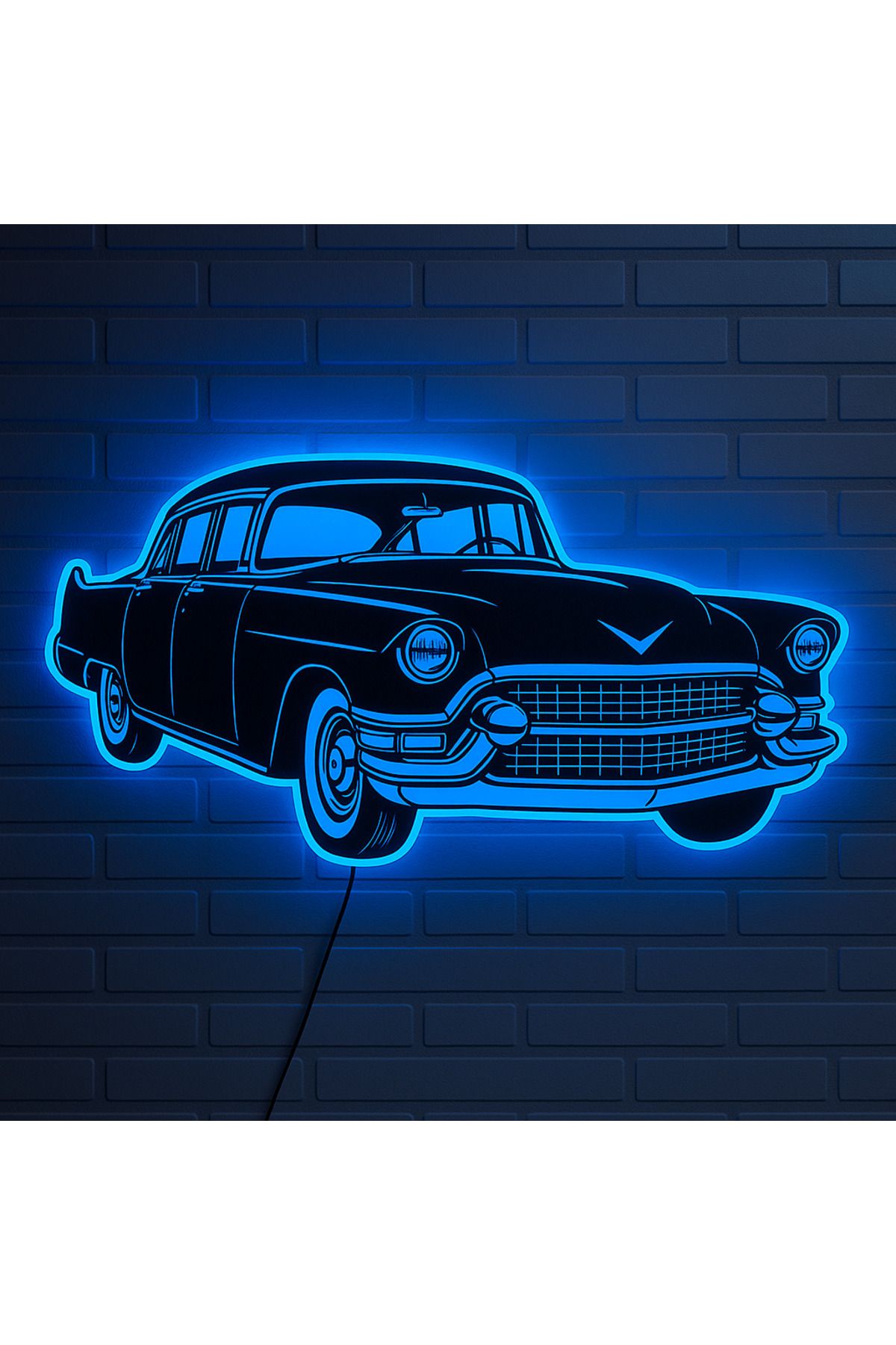 StorHome Vintage Retro Araba Tasarımlı LED Duvar Lambası 80x40 cm – 6mm MDF, Tak Çalıştır Adaptörlü