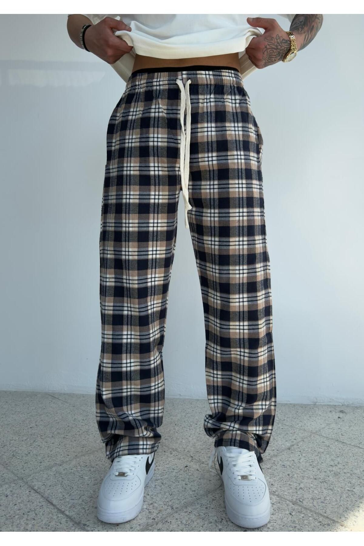 zaee Yazlık İnce Kumaş Kareli Pijama Alt