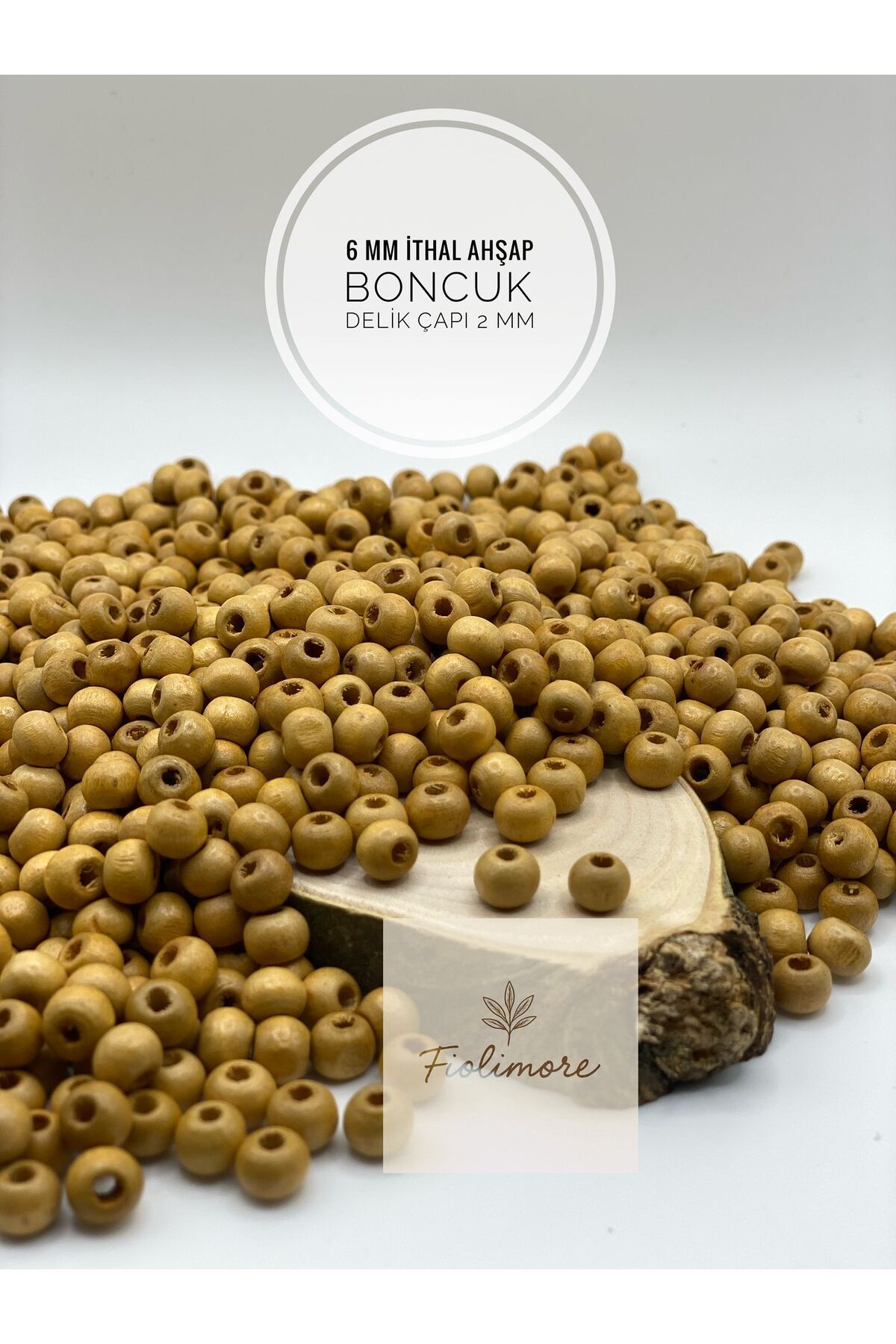 Fiolimore 6mm Vernikli İthal Ahşap Boncuk(25gr 240 Adet) Çanta Bileklik Takı Makrome Aksesuar