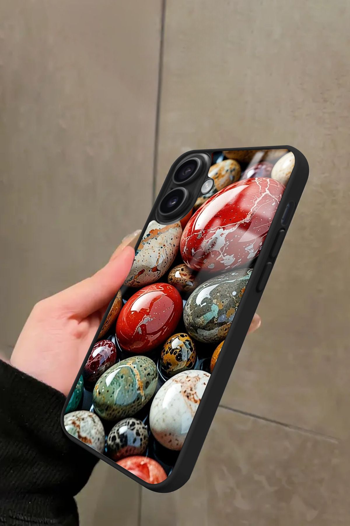 Snacase iPhone 16 Uyumlu Renkli Taş Tasarımlı Glossy Premium Kılıf