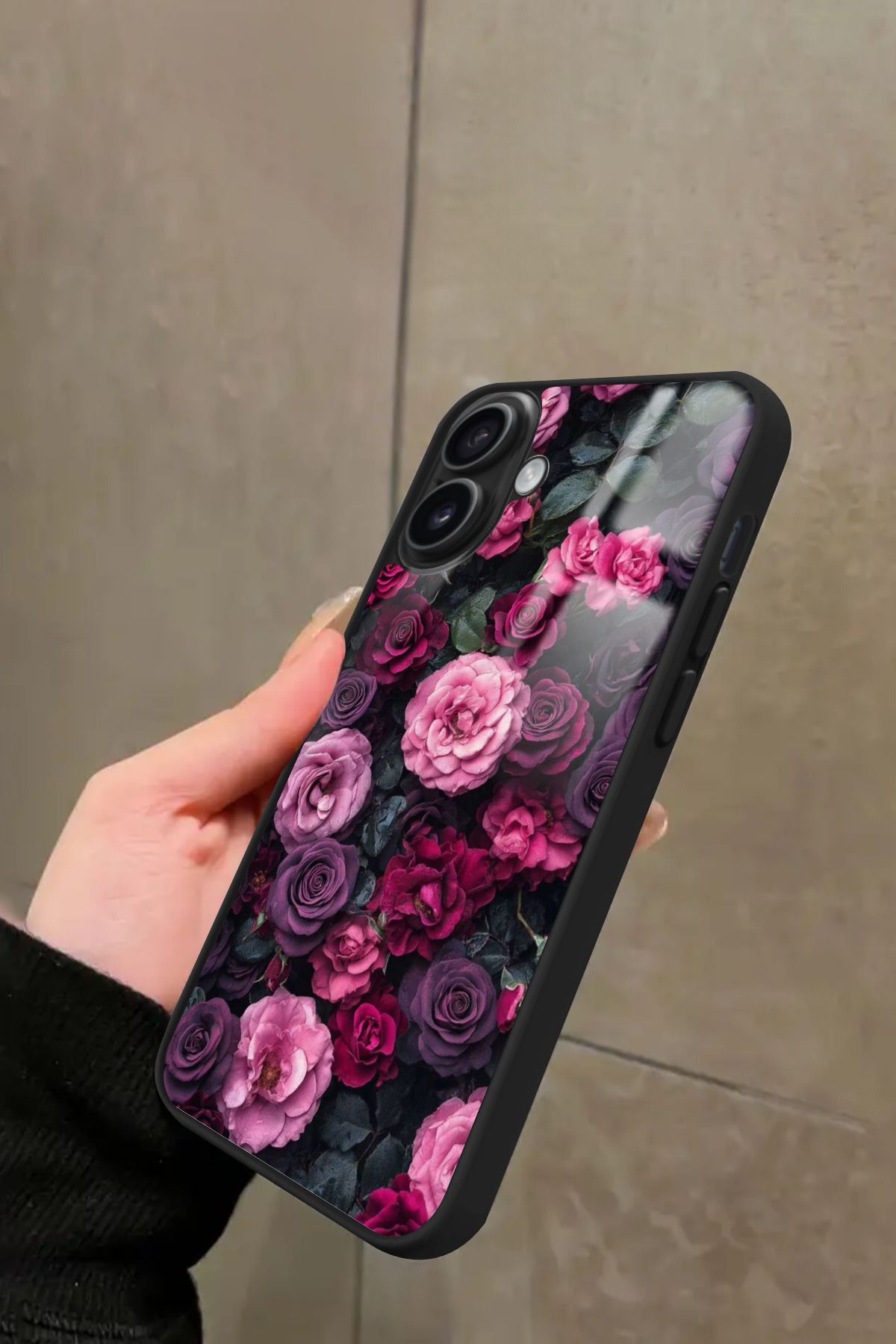 Snacase iPhone 16 Uyumlu Pembe Çiçek Tasarımlı Glossy Premium Kılıf