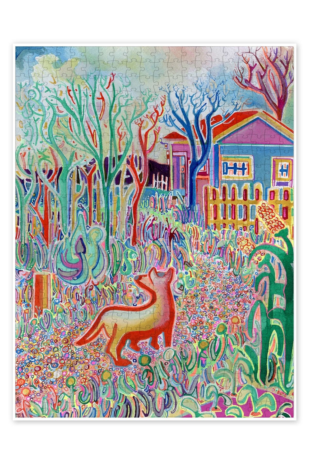 Jeronkarji Yalnız Köpek 500 Parça Puzzle Yapboz Bohem Soyut Sanat Temalı