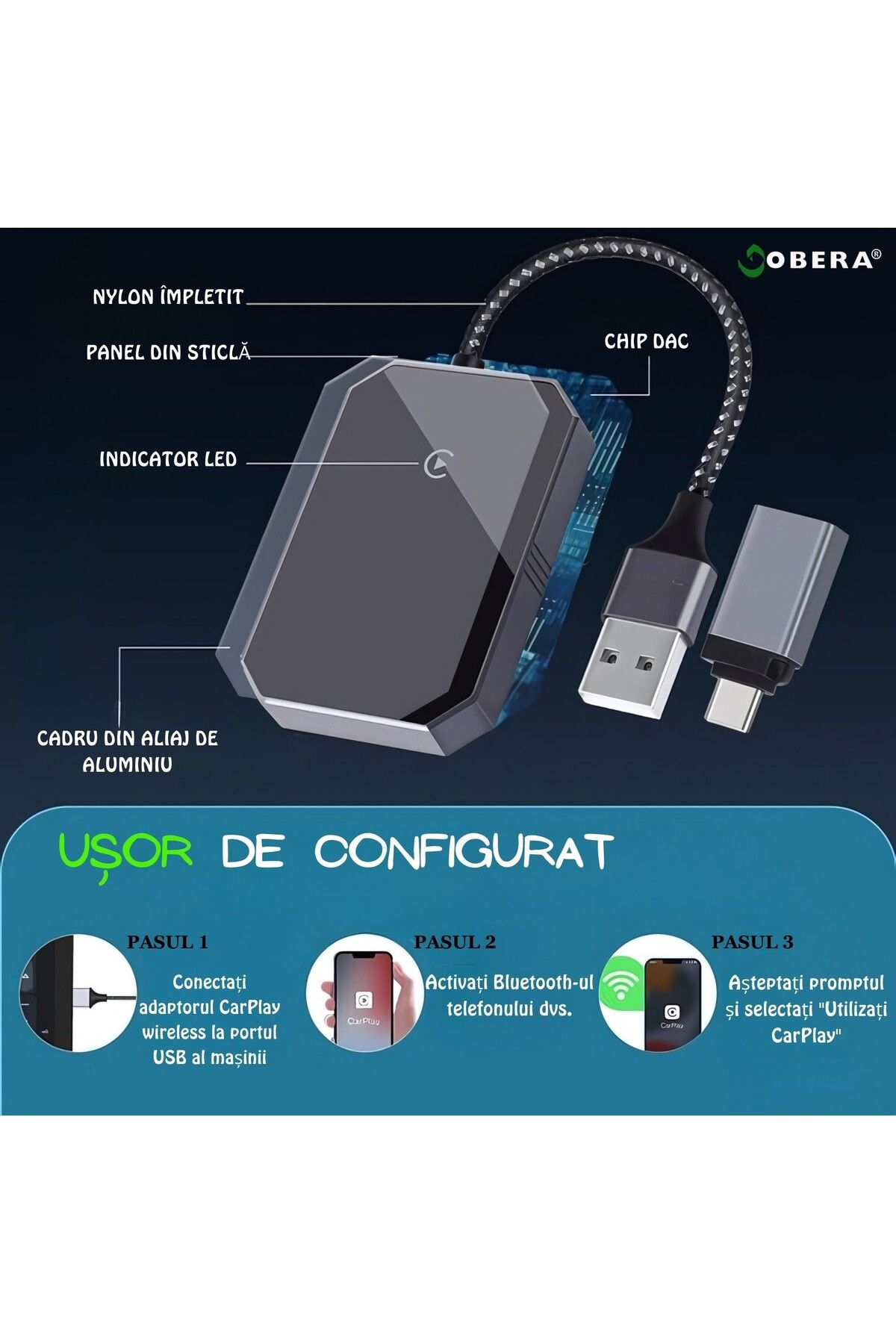 goBERA-goBERA® Wireless CarPlay Module, For cars with factory wired Carplay, Compatible with IOS 10+ 5