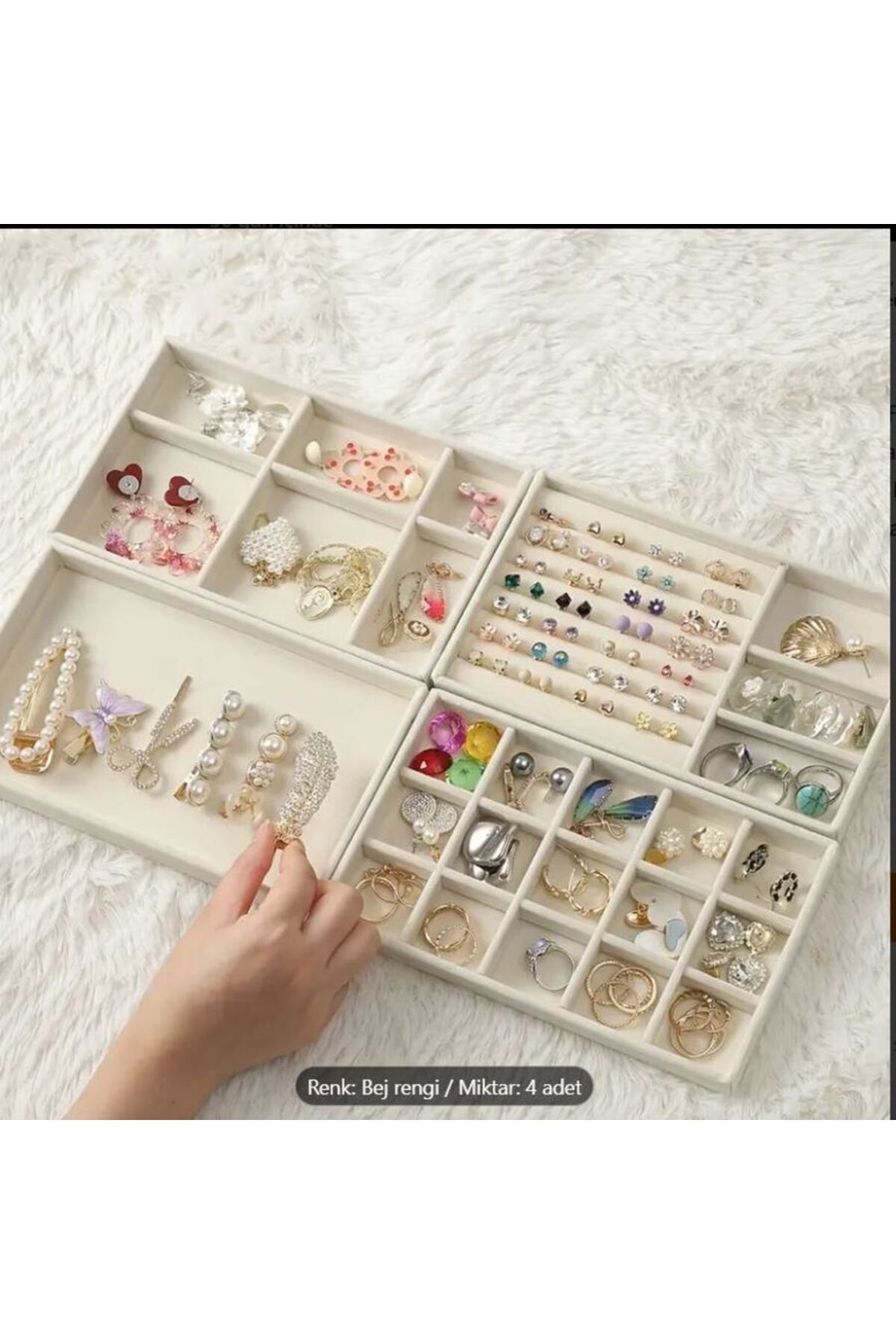 LONDON Birds Store Şık 4ü çekmece içi takı set ( bej renk )