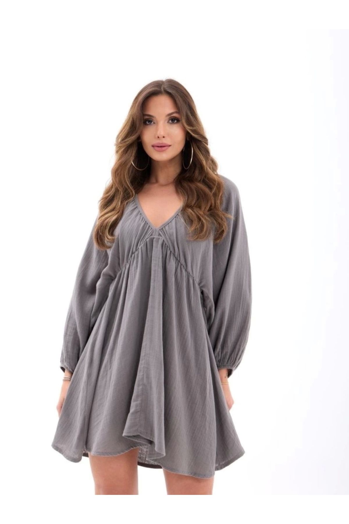 Butik 6327 ELBİSE-GRİ