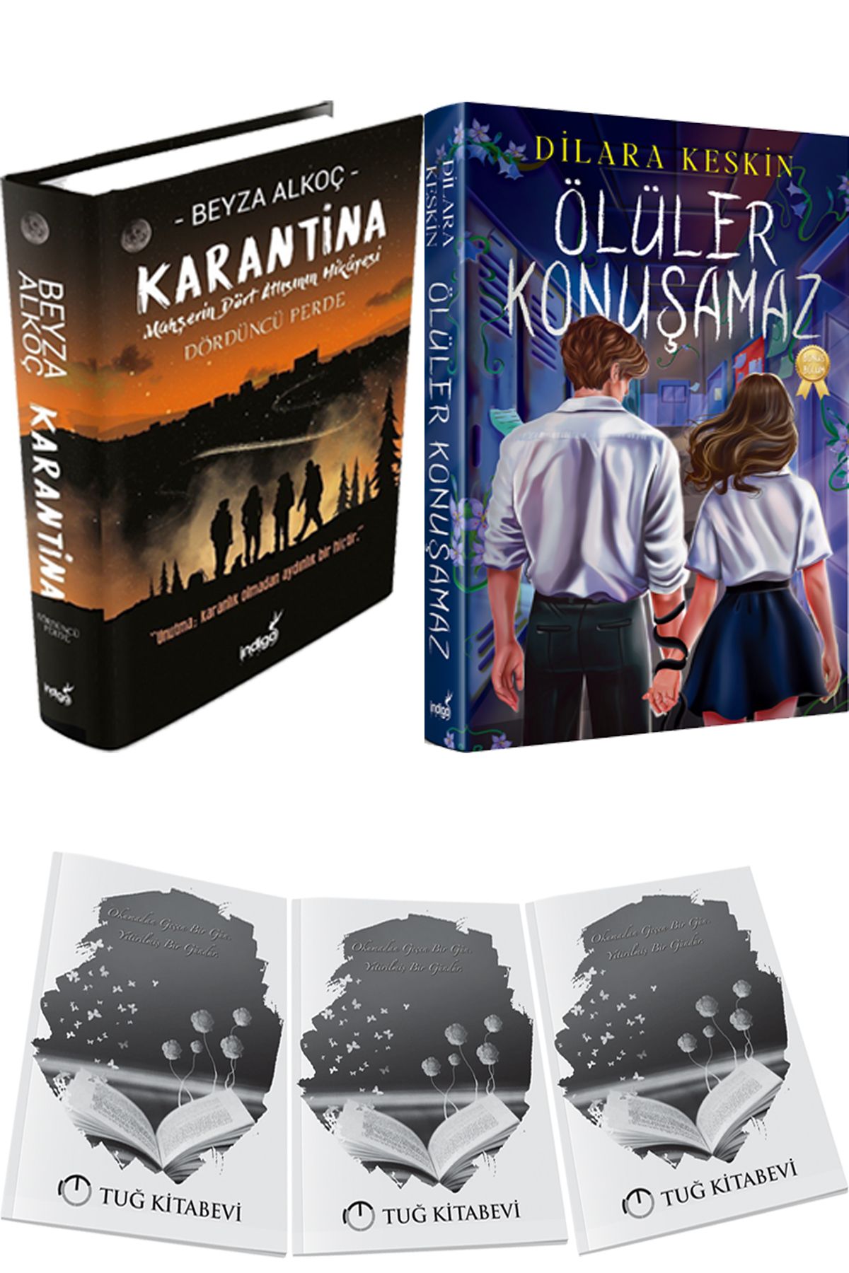 İndigo Kitap Karantina 4 Ciltli ve Ölüler Konuşamaz Yeni Ciltli + Hediyeli