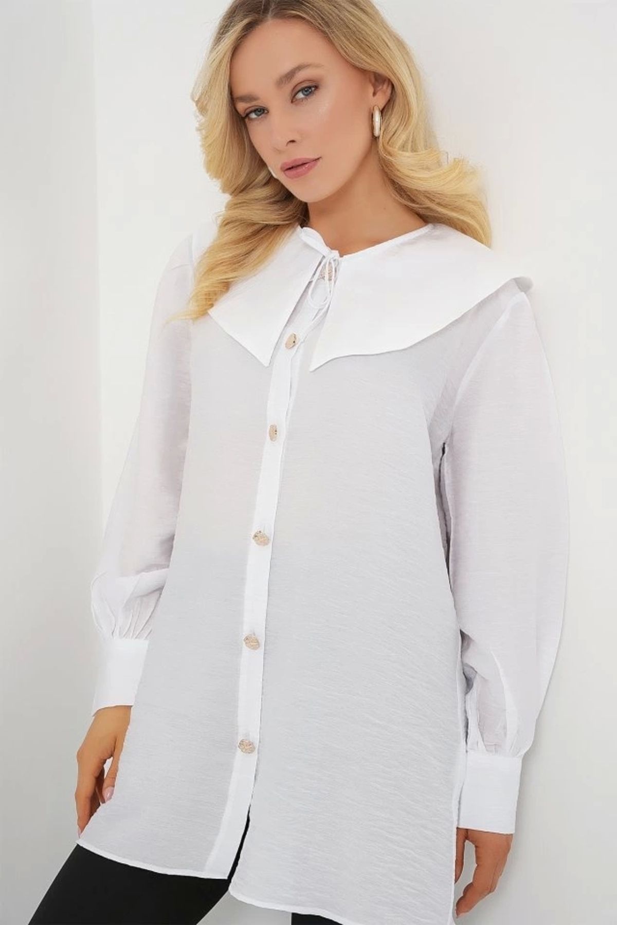 Butik Bebe Yaka Uzun Tunik 5967 - Beyaz