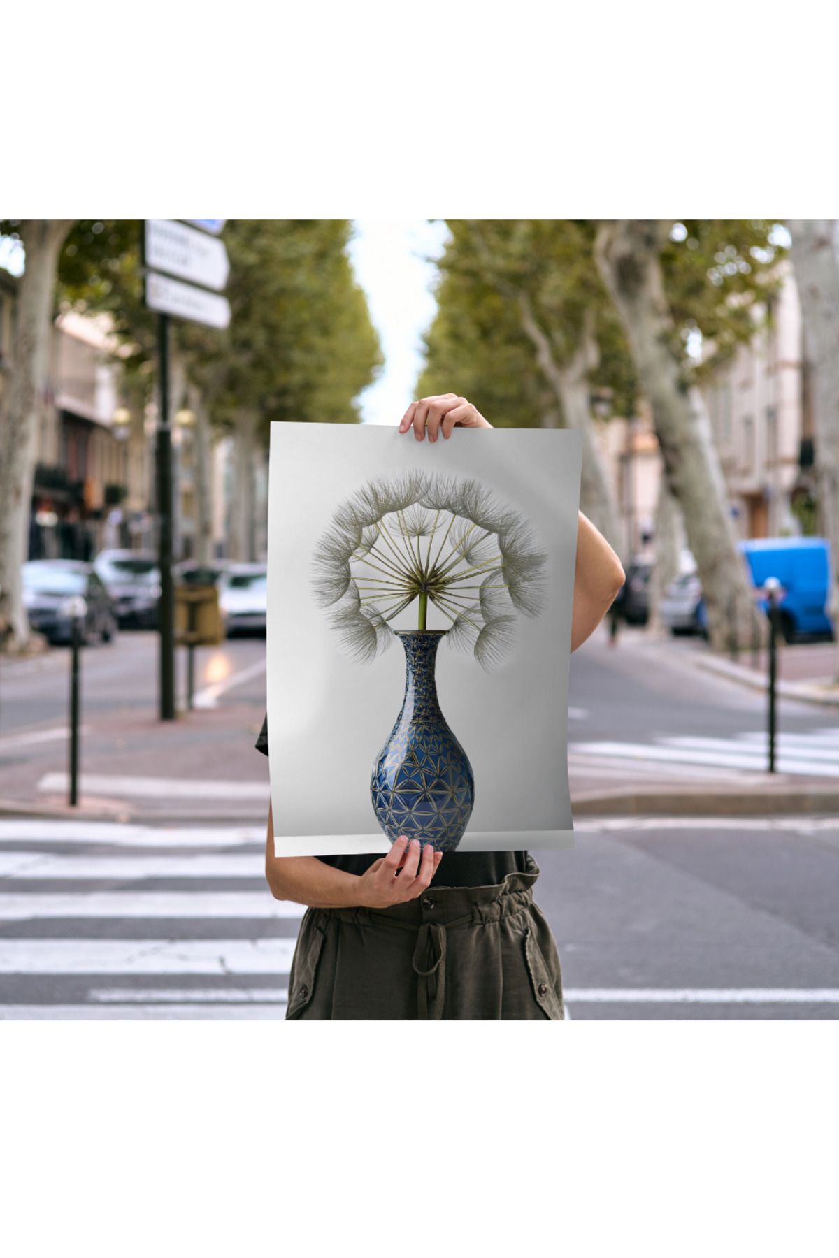 Rosaart Çerçevesiz Poster Çini Vazoda Karahindiba Çiçeği