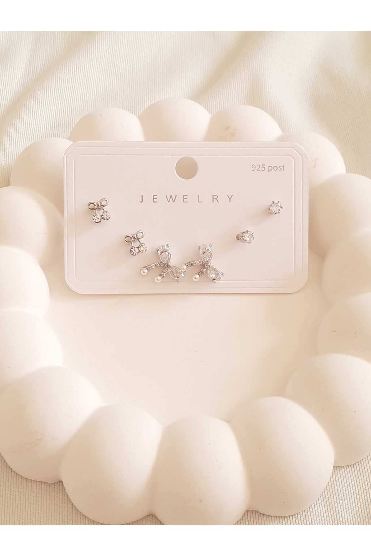 bijoux uniques Çelik Kurdeleli Küpe Seti