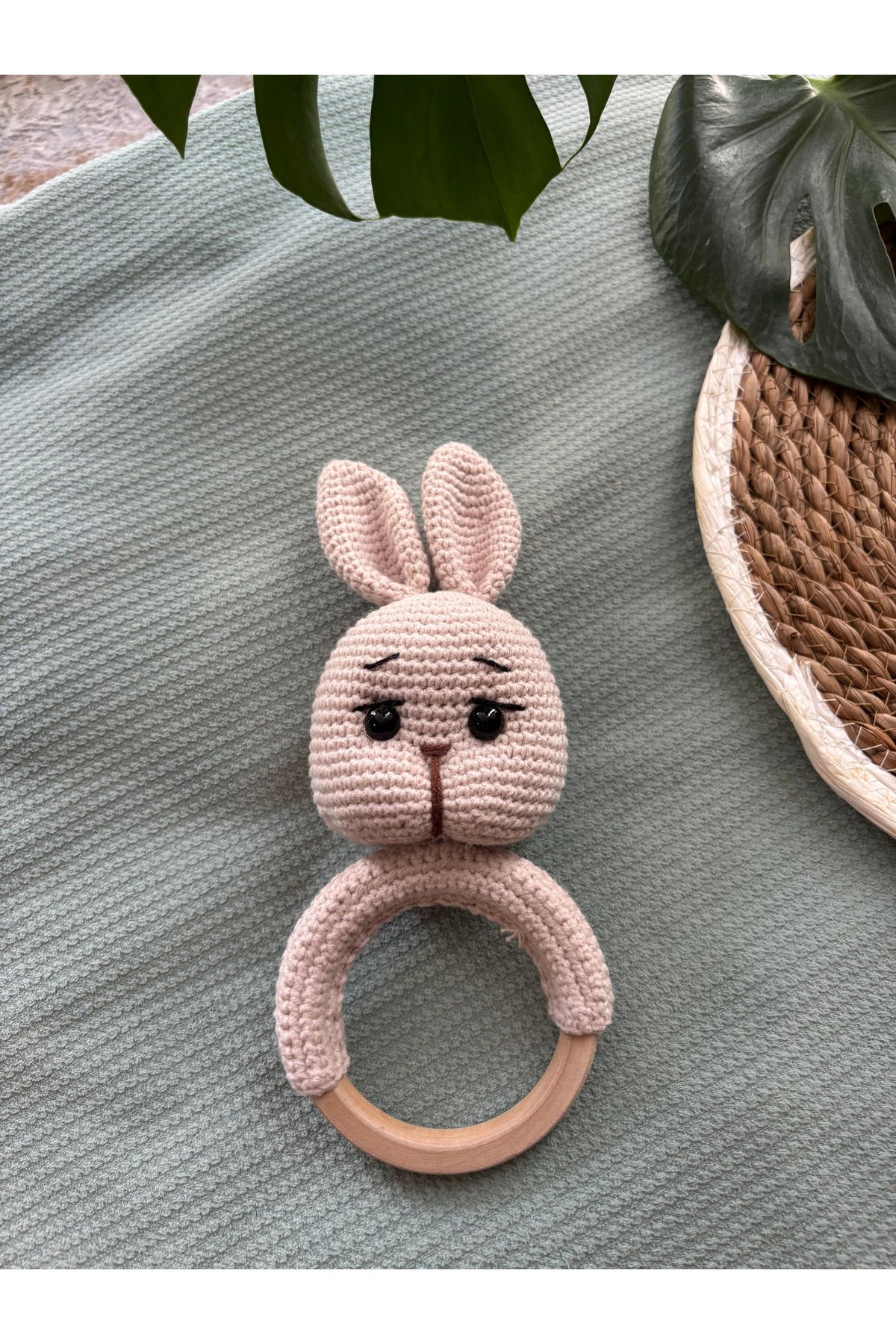 Aia&Co Amigurumi Sevimli Tavşan Çıngırak Ve Diş Kaşıyıcı Organik Örgü Oyuncak