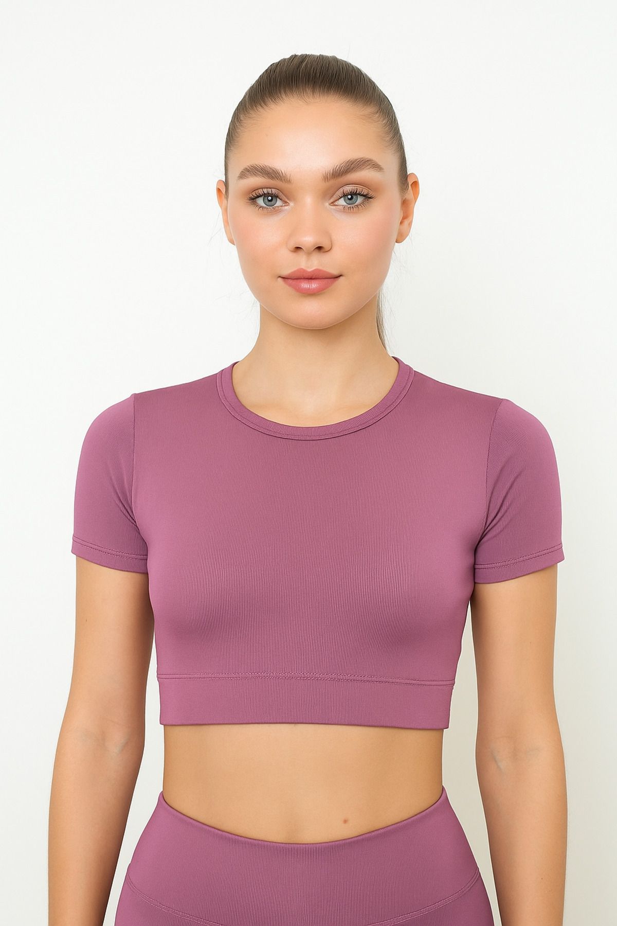 OPENDO Bisiklet Yaka Body Crop T-Shirt