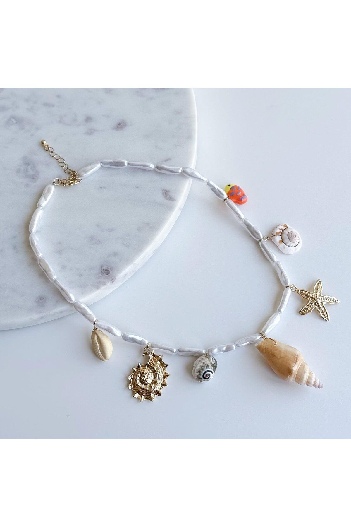 Venus Design Deniz Kabuğu - Yıldızı Charm İnci Kolye