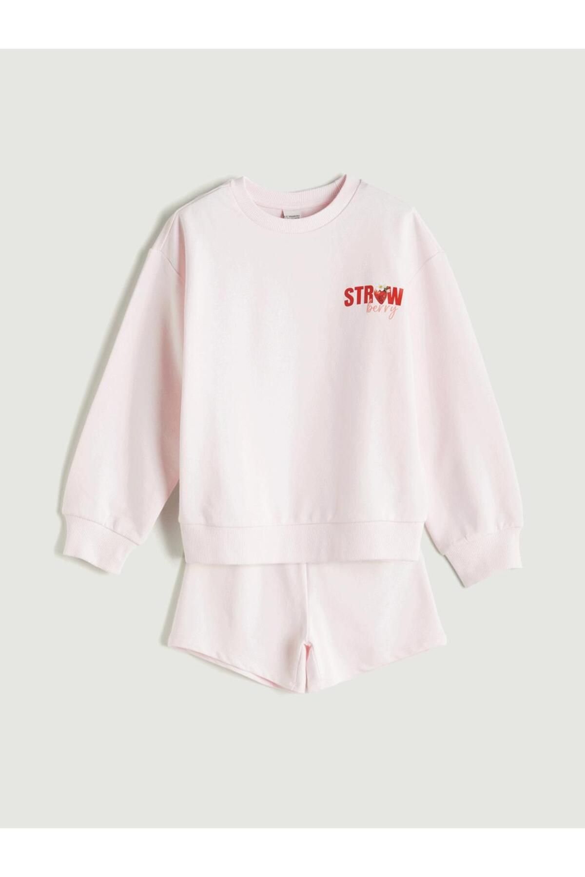 LC Waikiki Bisiklet Yaka Kız Çocuk Sweatshirt ve Şort