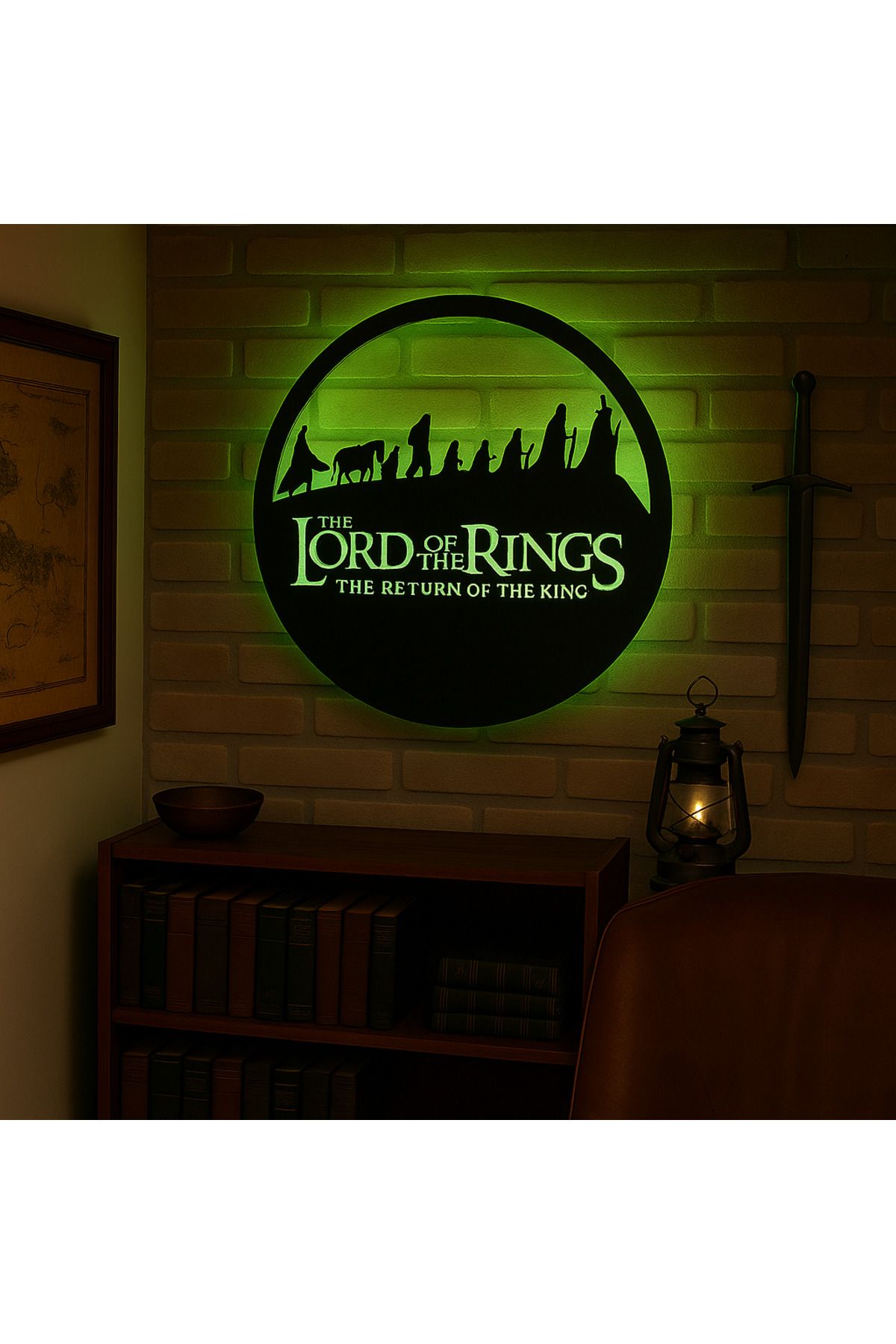 StorHome The Lord of the Rings 50x50 cm MDF Duvar Dekoru LED Işıklı - Tak Çalıştır Film Temalı Aydınlatma