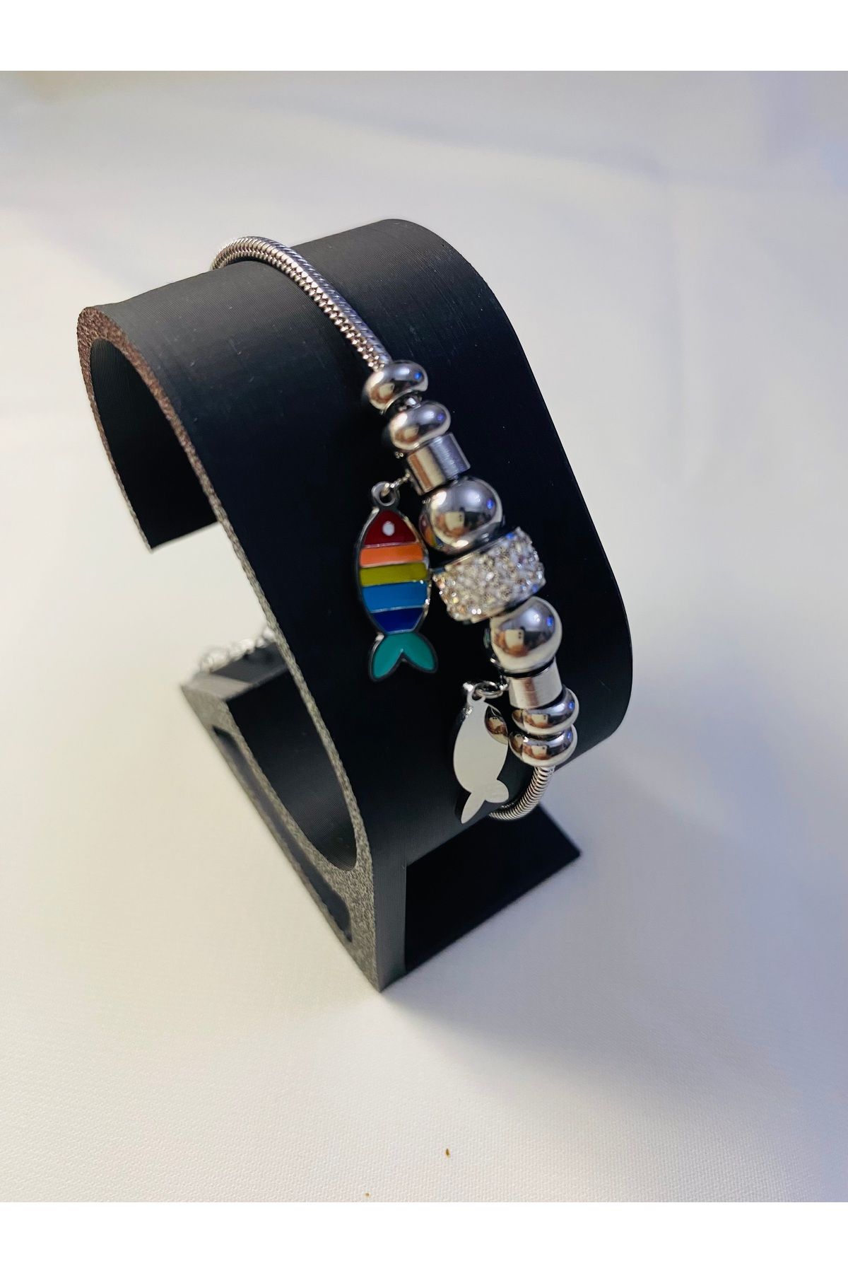 asem jewelry GÖKKUŞAĞI BALIK FİGÜRLÜ CHARM ÇELİK BİLEKLİK