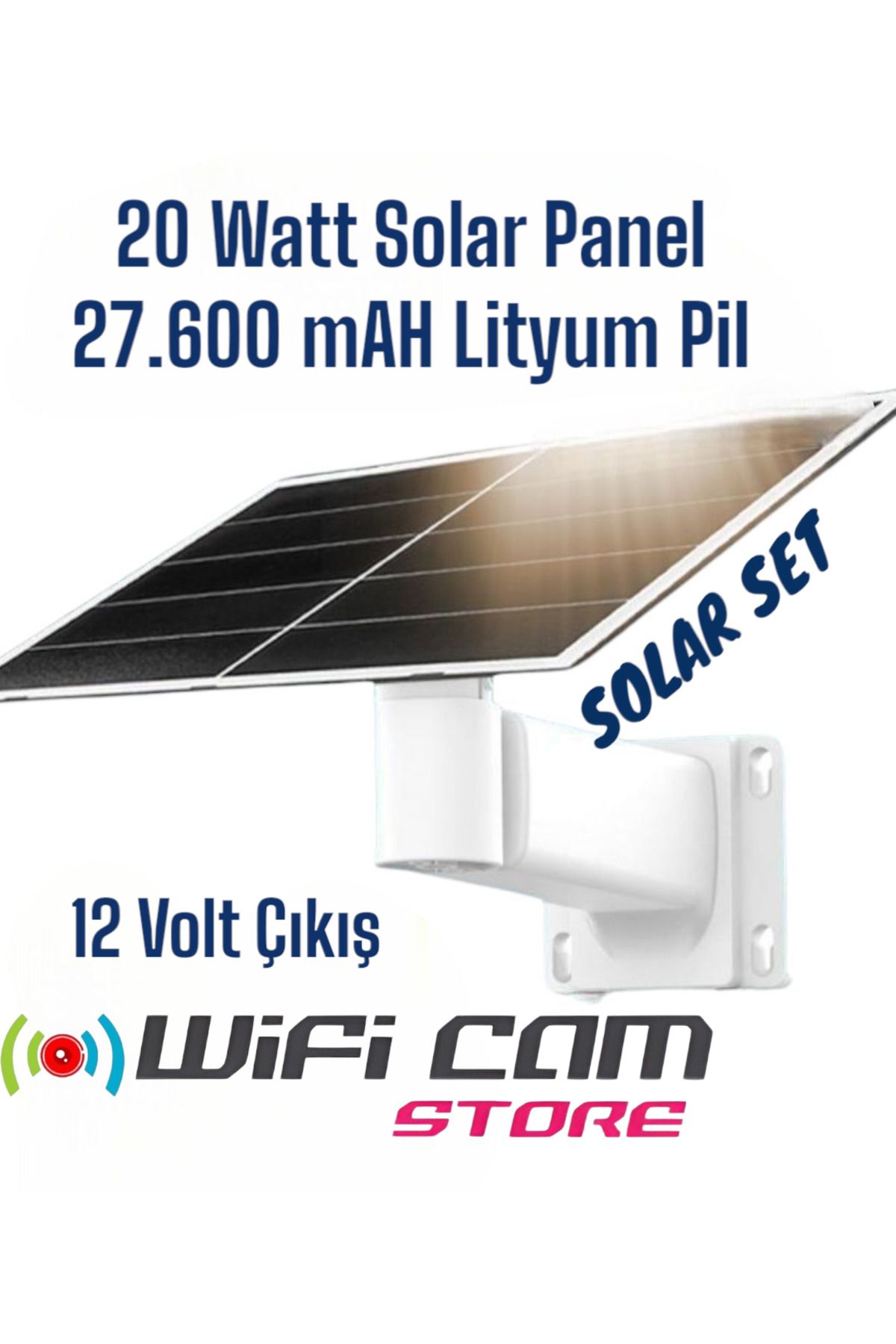 WİFİCAM Lityum Bataryalı Güneş Panel Seti 20 Watt Panel-27.600 Mah Batarya