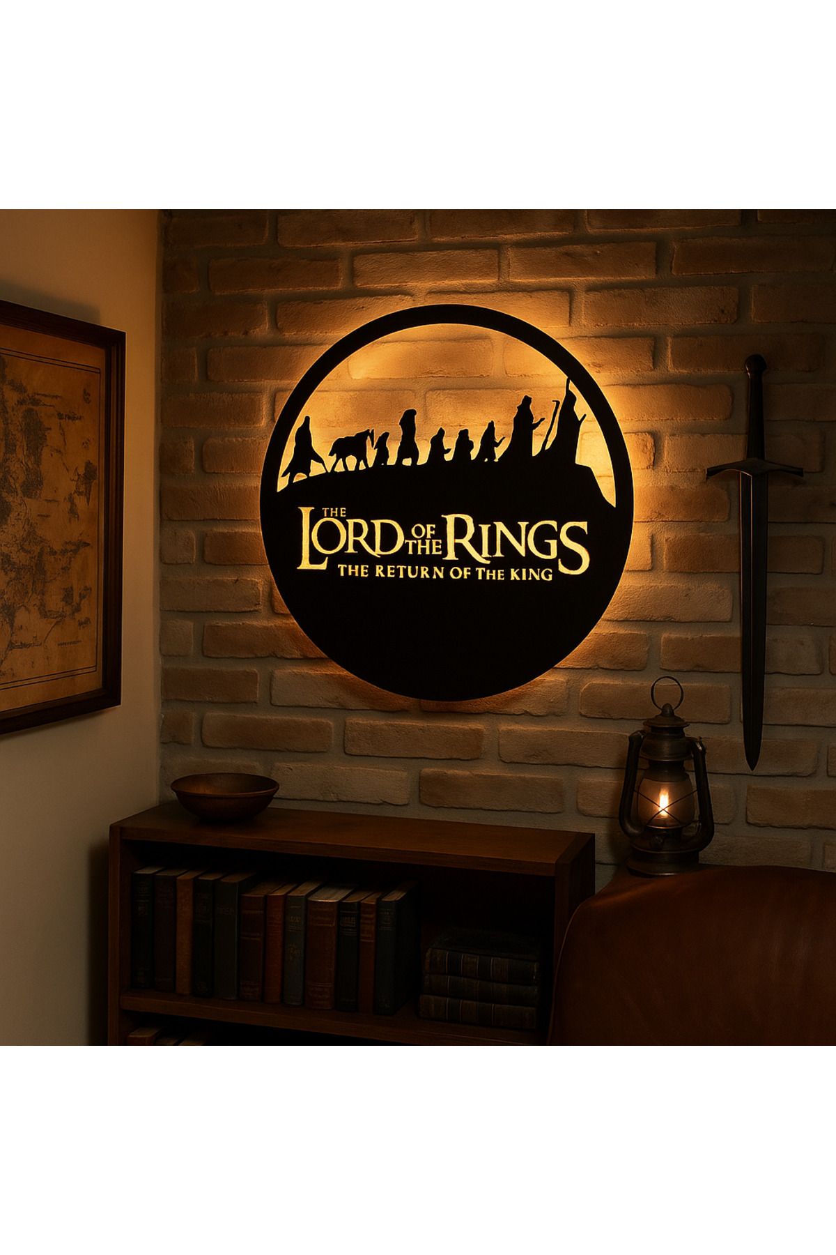 StorHome The Lord of the Rings 50x50 cm MDF Duvar Dekoru LED Işıklı - Tak Çalıştır Film Temalı Aydınlatma