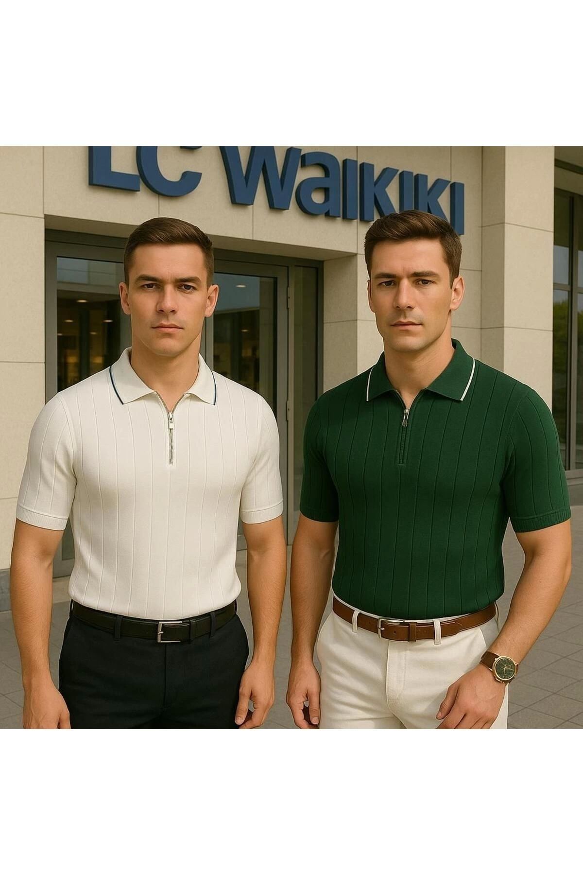 LC Waikiki 2li Polo Yaka Fermuarlı Kısa Kollu Erkek Yazlık Triko Premium Kalite Tişört / T-shirt