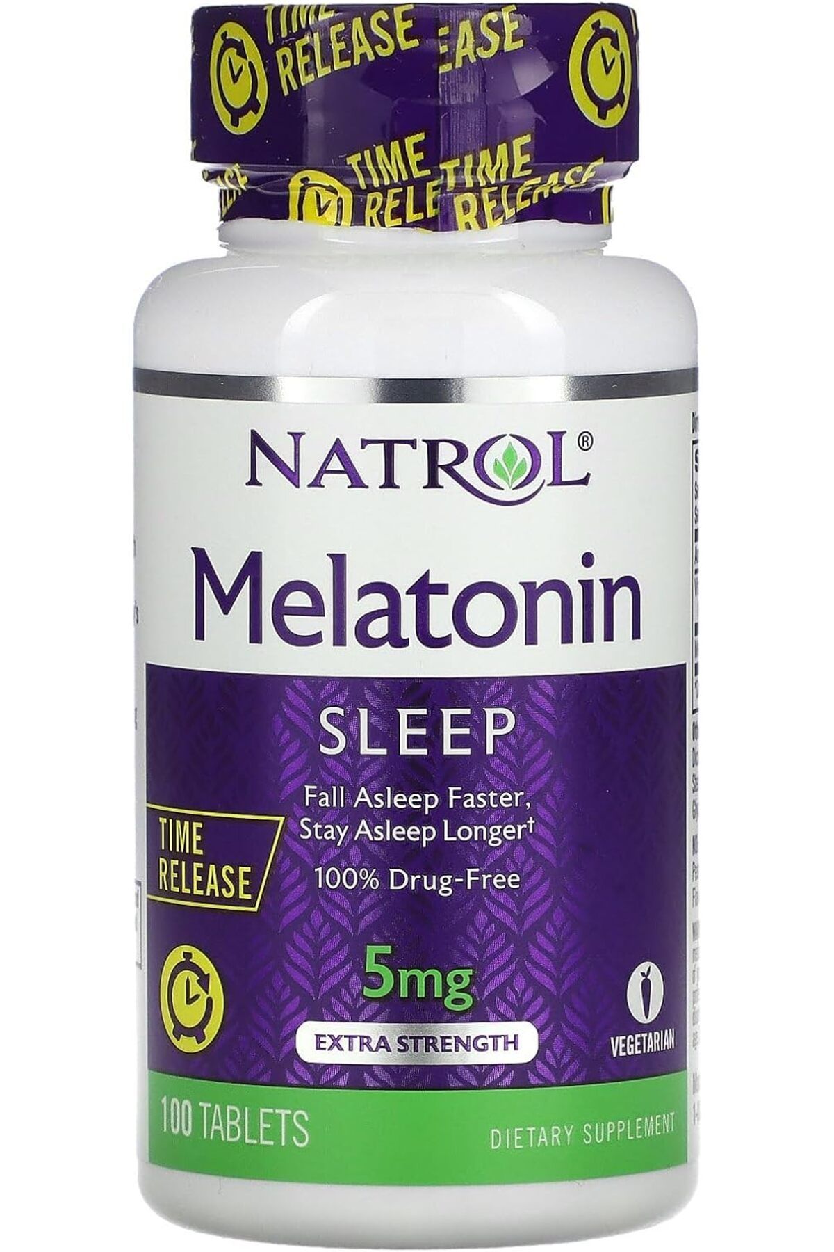 TAKVİYE DÜNYAM Natrol, Melatoninn+B6 Vitamin 5Mg Time Release Sleep Faster 100 Tablet