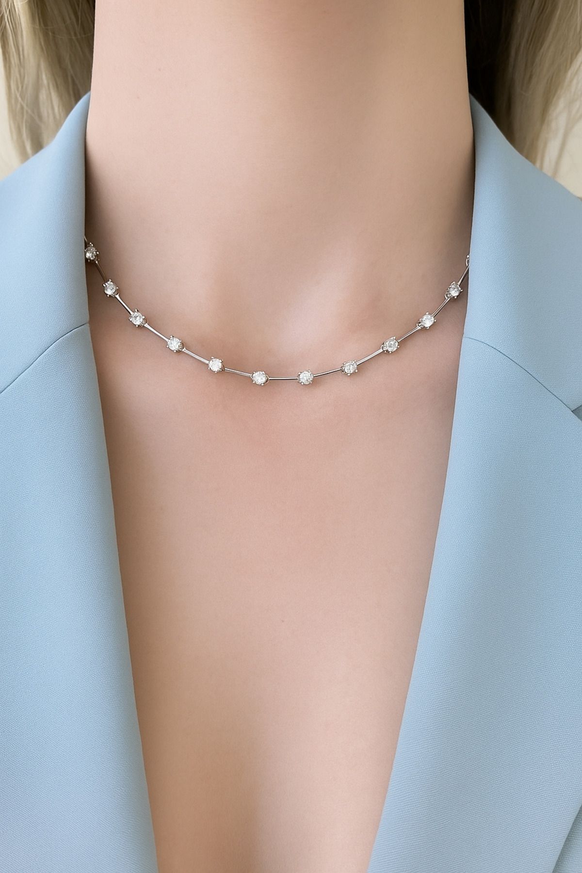 SİRİUS 925 Ayar Gümüş Kemik Choker Kolye