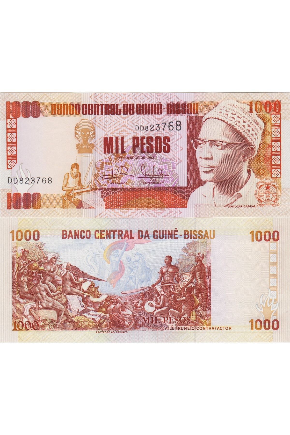 Banknoting GİNE BİSSAU 1000 PESO 1993 ÇİL KONDİSYON.