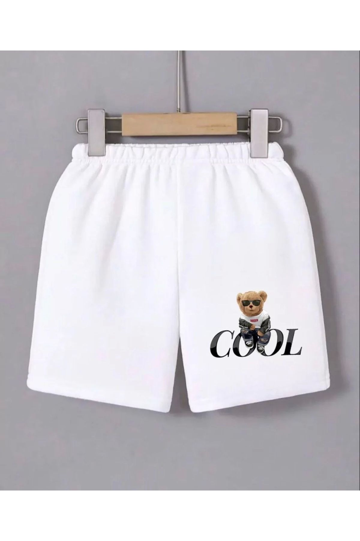 BÜŞRA TEZEL MODA Kadın Beli Lastikli Baskılı Mini Şort - Beyaz